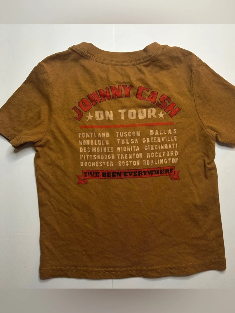 Kids Brown 'Johnny Cash' Graphic Tee - Classic Music Printed Top Size 4T